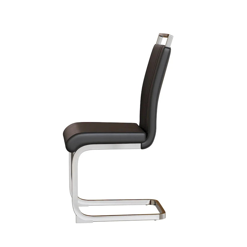 Chaise de salle à manger à dossier haut rembourrée en cuir PU avec pieds en métal (lot de 4)