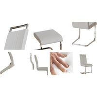 Chaise de salle à manger à dossier haut rembourrée en cuir PU avec pieds en métal (lot de 4)