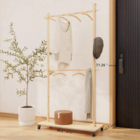 Portant à vêtements simple avec tringle unique autoportante, design multifonctionnel, pieds antidérapants réglables, pour chambre à coucher, noir