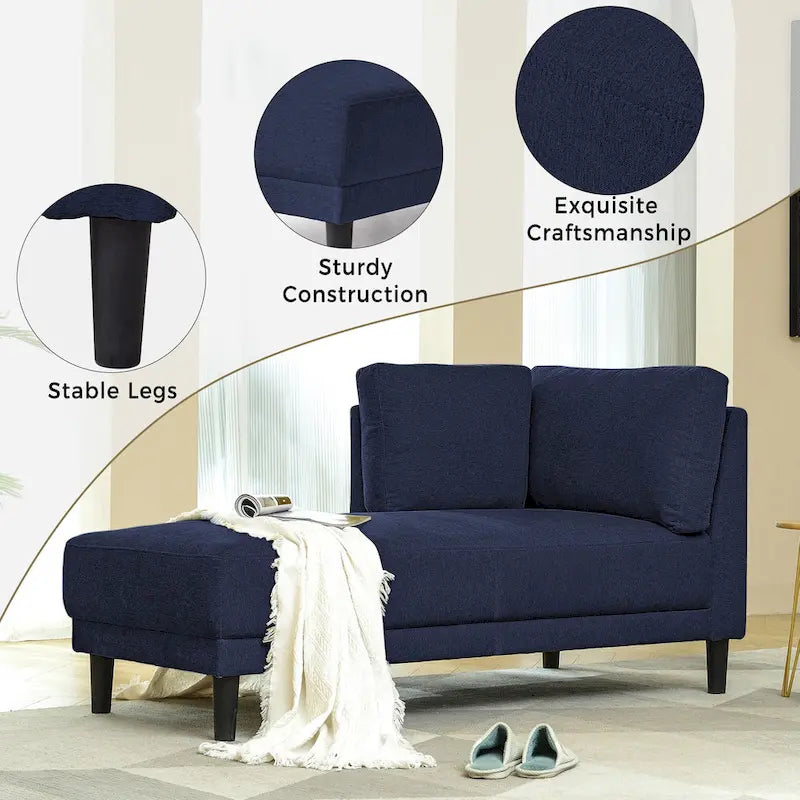 Méridienne d'angle moderne en lin 65 avec coussins amovibles, canapé-lit, canapé de détente, méridienne rembourrée