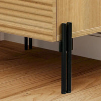 WAMPAT Table de Chevet Cannelée avec Station de Charge, Table d'Appoint Moderne avec 2 Tiroirs