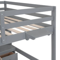 Lit mezzanine en bois Full avec bureau, armoires, tiroirs, station de charge
