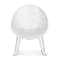 Chaise longue à bascule mid-century moderne en plastique avec pieds en plastique et assise perforée respirante en forme d'œuf pour usage intérieur/extérieur