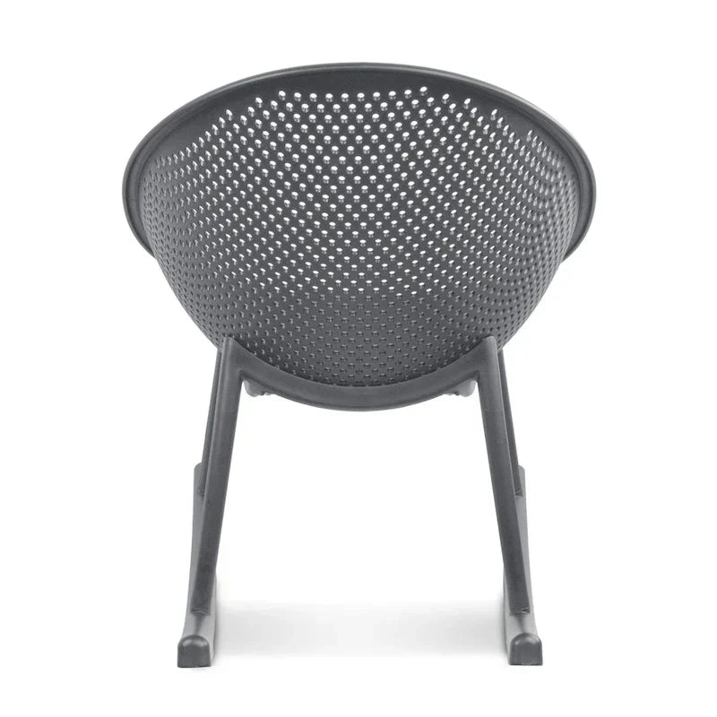 Chaise longue à bascule mid-century moderne en plastique avec pieds en plastique et assise perforée respirante en forme d'œuf pour usage intérieur/extérieur