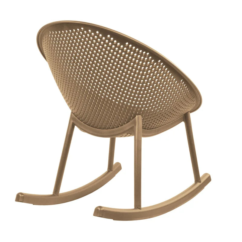 Chaise longue à bascule mid-century moderne en plastique avec pieds en plastique et assise perforée respirante en forme d'œuf pour usage intérieur/extérieur