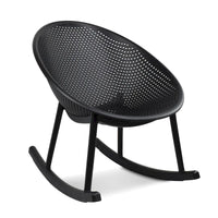 Chaise longue à bascule mid-century moderne en plastique avec pieds en plastique et assise perforée respirante en forme d'œuf pour usage intérieur/extérieur