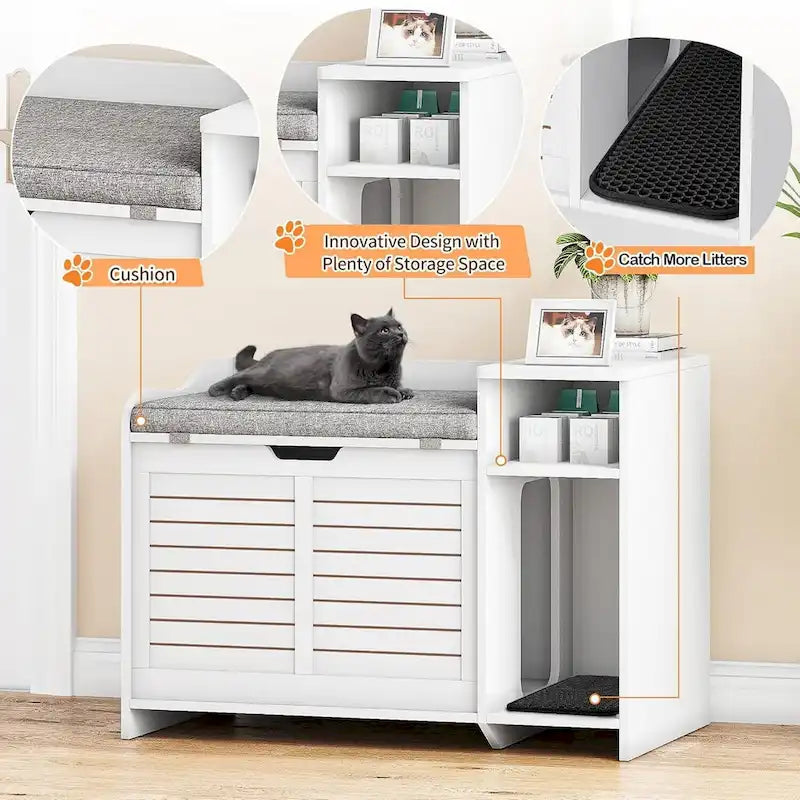 Bac à litière pour chat avec coussin