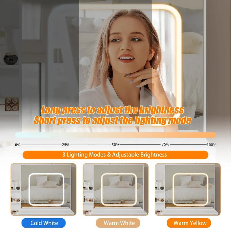 Coiffeuse avec Miroir et Lumières LED