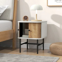 Table de Chevet Costway avec Porte Coulissante, Table d'Appoint de Rangement Moderne du Milieu du Siècle