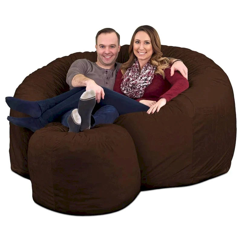 Pouf et repose-pieds Ultimate Sack 6 pieds, chaise longue surdimensionnée, daim marron