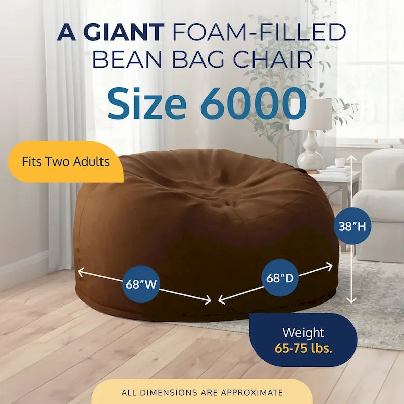 Pouf et repose-pieds Ultimate Sack 6 pieds, chaise longue surdimensionnée, daim marron