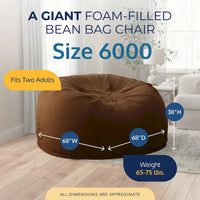 Pouf et repose-pieds Ultimate Sack 6 pieds, chaise longue surdimensionnée, daim marron