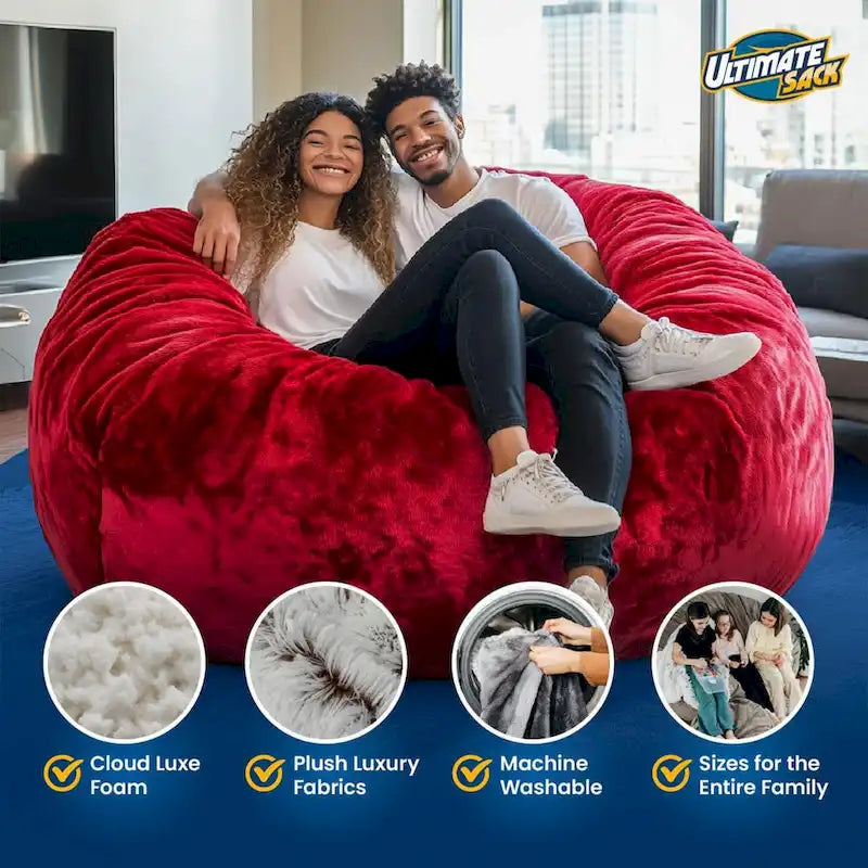 Pouf et repose-pieds Ultimate Sack 6 pieds, chaise longue surdimensionnée, daim marron
