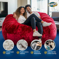 Pouf et repose-pieds Ultimate Sack 6 pieds, chaise longue surdimensionnée, daim marron