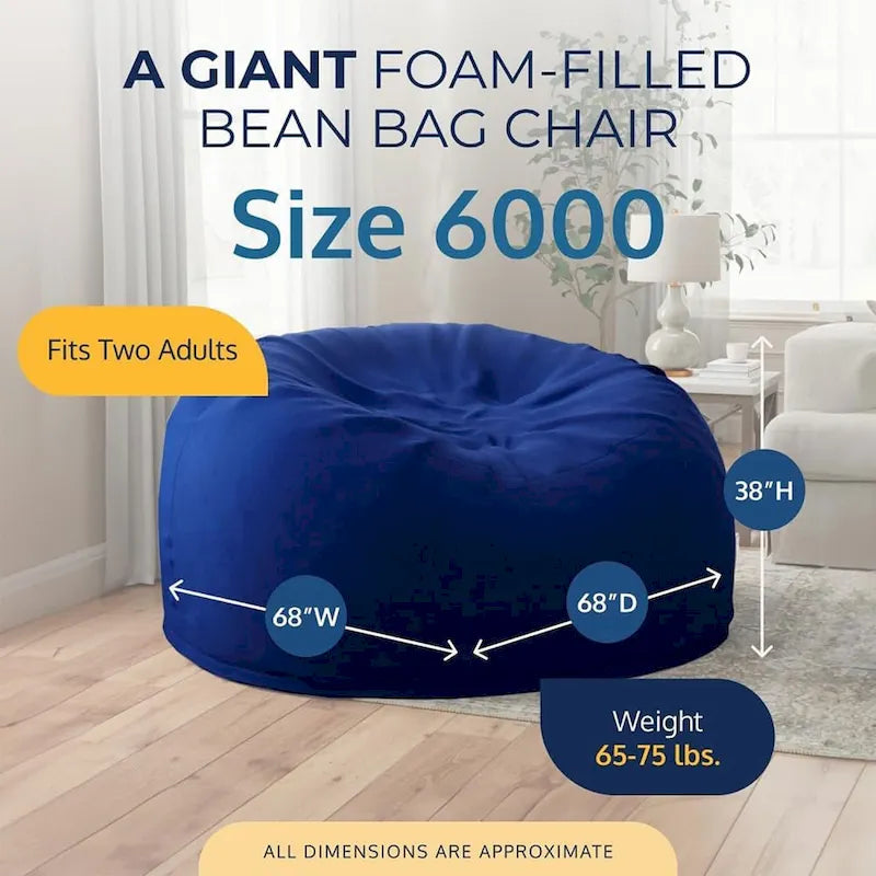 Ultimate Sack Pouf 6 pieds, lounger d'intérieur confortable surdimensionné, daim bleu