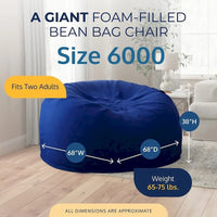 Ultimate Sack Pouf 6 pieds, lounger d'intérieur confortable surdimensionné, daim bleu