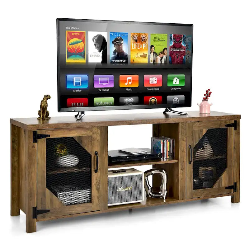 Meuble TV Costway pour téléviseurs jusqu'à 65 pouces avec structure en acier - 58 x 15,5 x 24