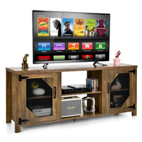 Meuble TV Costway pour téléviseurs jusqu'à 65 pouces avec structure en acier - 58 x 15,5 x 24