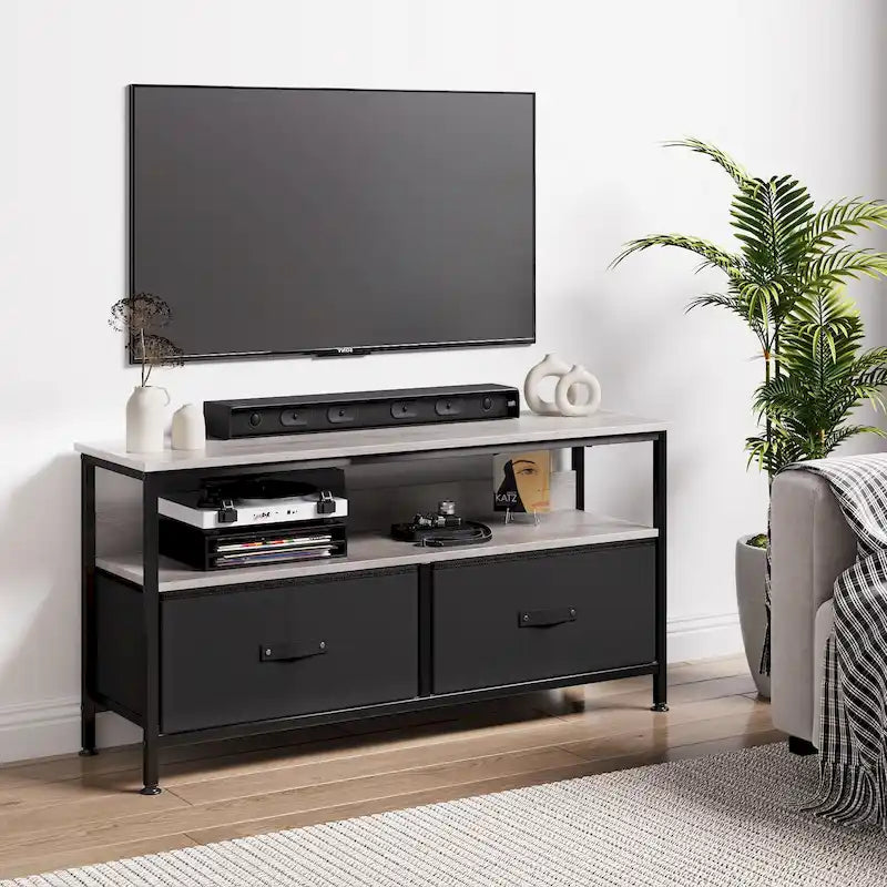 Meuble TV et Commode Multifonction pour Chambre à Coucher avec 2 Tiroirs - 106,7 cm