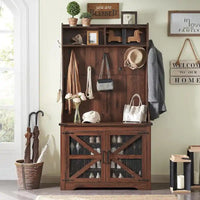 Banc d'entrée de ferme de 42 po de large avec porte-manteau, armoire de vestiaire