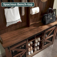 Banc d'entrée de ferme de 42 po de large avec porte-manteau, armoire de vestiaire