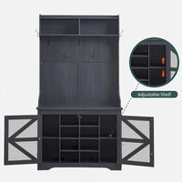 Banc d'entrée de ferme de 42 po de large avec porte-manteau, armoire de vestiaire