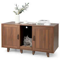 Gymax Meuble Cache-Litière pour Chat avec 2 Portes