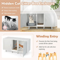 Gymax Meuble Cache-Litière pour Chat avec 2 Portes