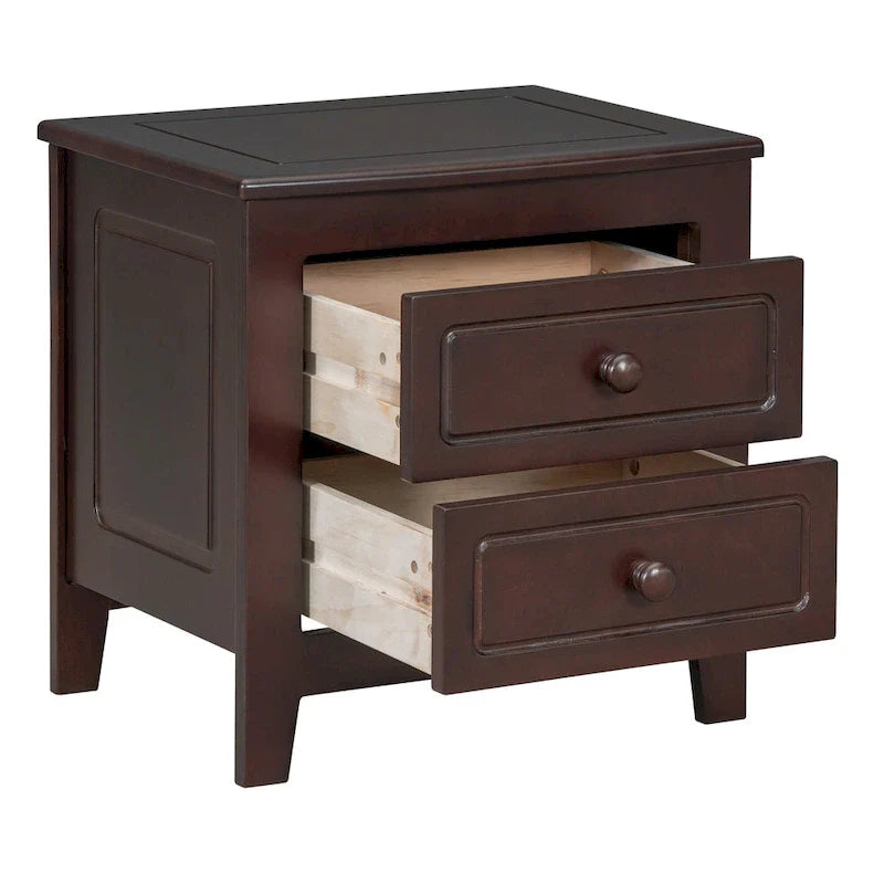Table de chevet à 2 tiroirs Roomfitters pour chambre à coucher, table de chevet rétro de style milieu de siècle avec design classique
