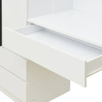 Armoire-penderie 3-en-1 avec coiffeuse, ensemble de bureau, armoire de chambre avec 2 tiroirs, armoire-penderie à 3 portes avec espace de rangement