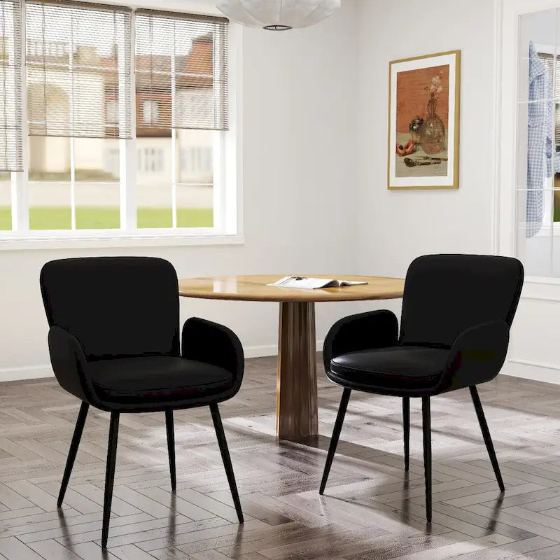 Lot de 2 chaises de salle à manger résistantes aux griffes de chat avec pieds en métal doré