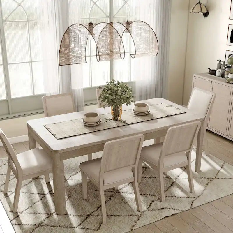 Ensemble de salle à manger 7 pièces moderne Billet en bois de chêne naturel Furniture of America