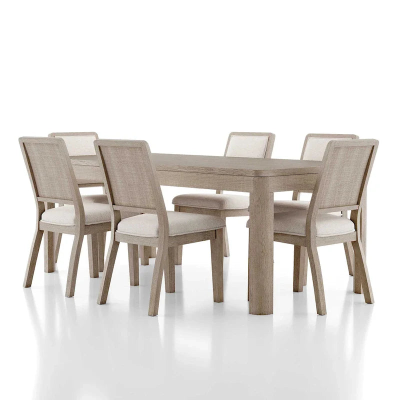 Ensemble de salle à manger 7 pièces moderne Billet en bois de chêne naturel Furniture of America