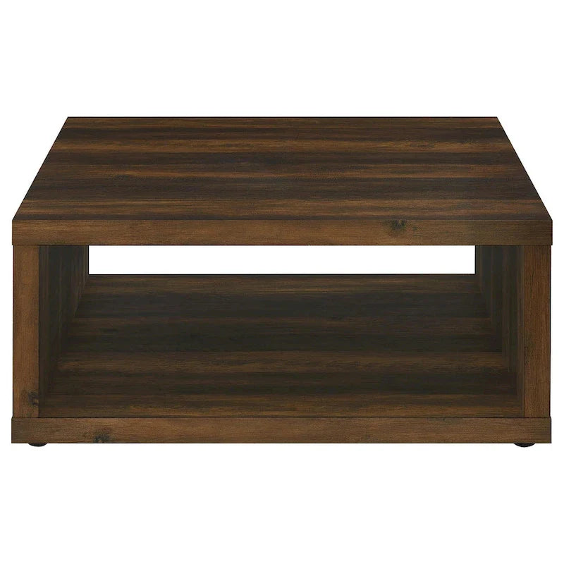 Table basse Rizz, conception cube carré, étagère ouverte, 36 pouces, marron foncé