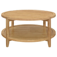 Table basse Camilia, 1 étagère, bois massif rond érable brun, 36 pouces