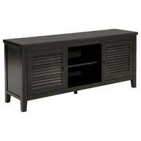 Meuble TV Coni, 2 portes et étagères, bois noir 60 pouces