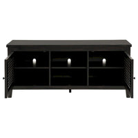 Meuble TV Coni, 2 portes et étagères, bois noir 60 pouces
