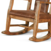 Marv Fauteuil à bascule avec assise et dossier en similicuir, chêne rustique brun