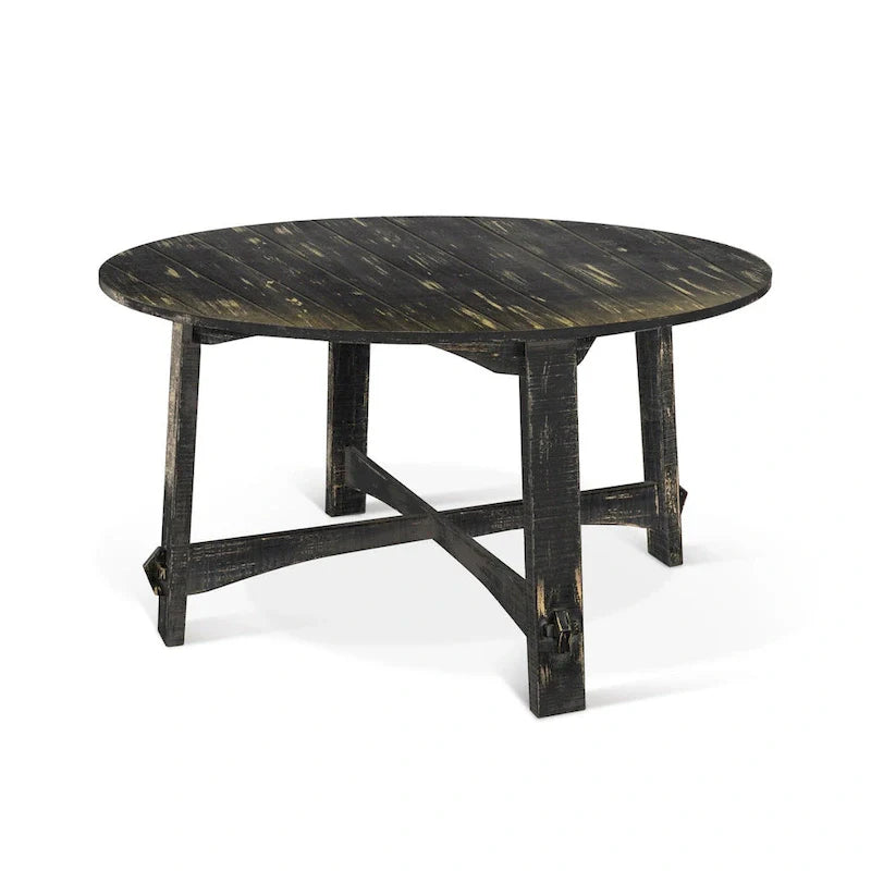 Rena Table à manger, ronde 54 pouces en bois d'acajou fumé noir à planches