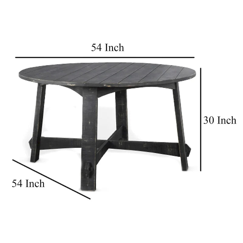 Rena Table à manger, ronde 54 pouces en bois d'acajou fumé noir à planches