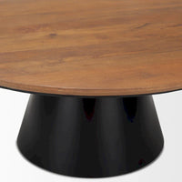 HomeRoots 40 Table basse ronde sur pied en bois massif et fer marron et noir - 40" x 16,5" x 40"