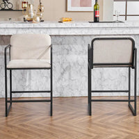 Lot de 2 tabourets de bar à hauteur de comptoir, modernes et rembourrés, avec accoudoirs, structure en métal et assise rembourrée