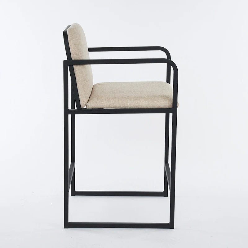 Lot de 2 tabourets de bar à hauteur de comptoir, modernes et rembourrés, avec accoudoirs, structure en métal et assise rembourrée