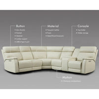 Ensemble Canapé Sectionnel Inclinable Électrique en Cuir Véritable 105 pouces de large avec Triple Motorisation Électrique, Console Unique, Ports USB et USB-C