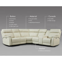 Ensemble Canapé Sectionnel Inclinable Électrique en Cuir Véritable 105 pouces de large avec Triple Motorisation Électrique, Console Unique, Ports USB et USB-C