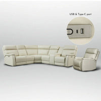 Ensemble Canapé Sectionnel Inclinable Électrique en Cuir Véritable 105 pouces de large avec Triple Motorisation Électrique, Console Unique, Ports USB et USB-C
