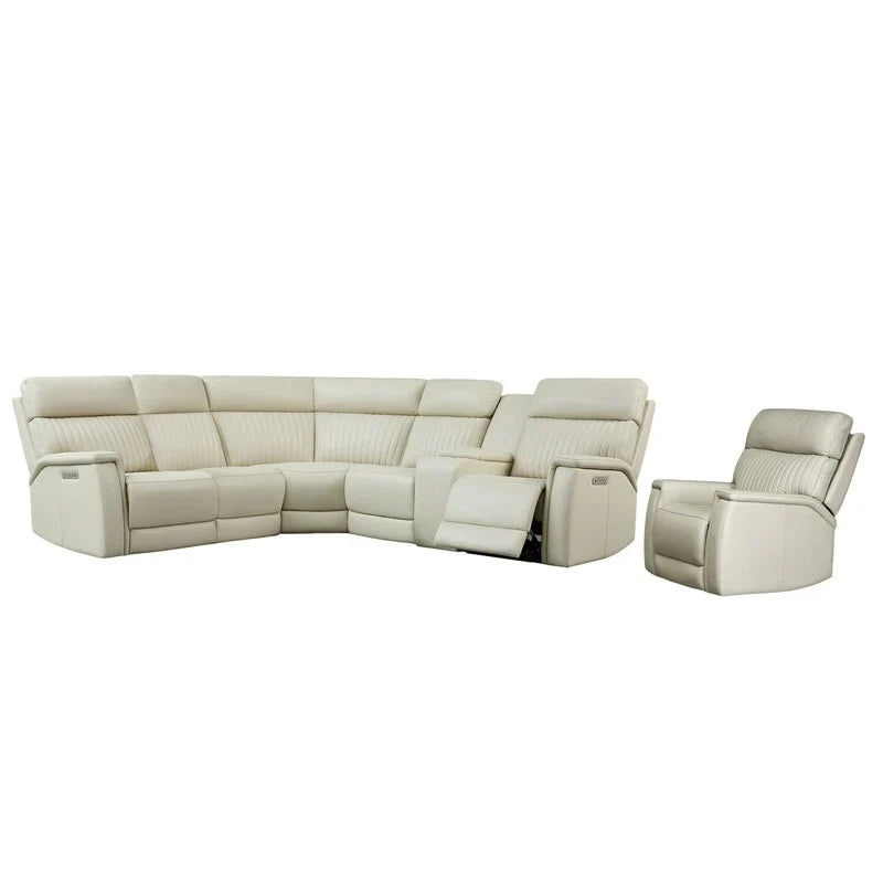 Ensemble Canapé Sectionnel Inclinable Électrique en Cuir Véritable 105 pouces de large avec Triple Motorisation Électrique, Console Unique, Ports USB et USB-C