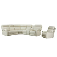 Ensemble Canapé Sectionnel Inclinable Électrique en Cuir Véritable 105 pouces de large avec Triple Motorisation Électrique, Console Unique, Ports USB et USB-C
