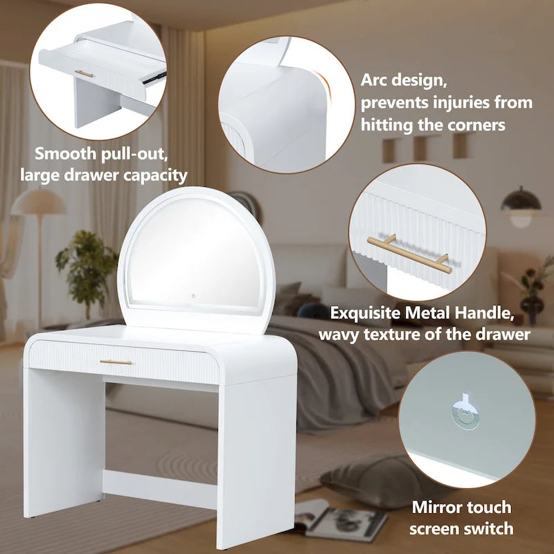 Coiffeuse de maquillage 39 avec miroir éclairé à écran tactile