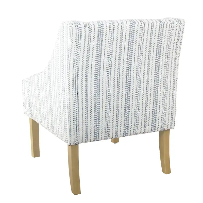 Fauteuil Yolu, imprimé rayé style ferme, polyester bleu et blanc